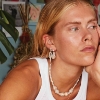 Billede af Hultquist Agnes Single ørering forgyldt sølv m. fvp + cz (1 STK.)
