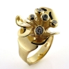 Billede af Ring unika, blomst med  stilke og brillanter 14 kt.