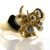 Billede af Ring unika, blomst med  stilke og brillanter 14 kt.
