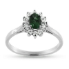 Billede af Rosetring med ægte fac. smaragd 6*4 mm. & 12 * brill. a 0,02 w/vs. 14 kt. hvg.
