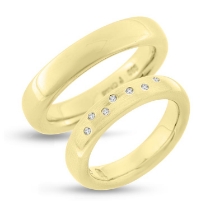 Billede af Vielses & Forl. ringe 14 kt., damering isat  7* 0,01 ct.