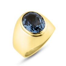 Billede af Ring m. oval syn. sten luk. bund 8 kt...
