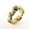 Billede af Ring hjerter (hjertering) hamret overflade, 1. hjerte fattet med 12 brill. 14 kt.