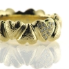 Billede af Ring hjerter (hjertering) hamret overflade, 1. hjerte fattet med 12 brill. 14 kt.