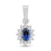 Billede af Vedhæng roset med ægte fac. safir 6*4 mm. & 12 * brill. a 0,02 w/vs. 14 kt. hvg.