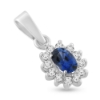 Billede af Vedhæng roset med ægte fac. safir 6*4 mm. & 12 * brill. a 0,02 w/vs. 14 kt. hvg.