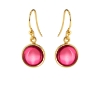 Billede af Susanne Friis Bjørner Ørering sølv forgyldt rund cabochon pink krystal 10 mm