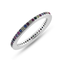 Billede af By Pind Colorful ring sølv rhodineret "Rainbow" farvede zirkoniasten str 52