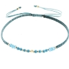 Billede af By Pind Colorful knyttet armbånd aqua med apatit og turkis sten og sølv forgyldte kugler