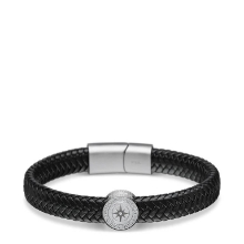 Billede af Bering Arctic Symphony læderarmbånd poleret stål (180mm)