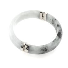 Billede af Armring jade med fatninger, sølv
