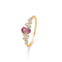 Billede af Mads Z "Leonora" ring 14 kt. guld m. pink turmalin + brillanter (str. 54)
