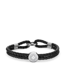 Billede af Bering Arctic Symphony læderarmbånd poleret stål (180mm)
