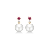 Billede af Mads Z "Pink Felicity" ørestikker 14 kt. kulturperle, rubin og brilliant 0,04 ct. W/SI