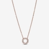 Billede af Pandora Logo Pavé Cirkel halskæde med cz rosaforgyldt metalblanding 45 cm