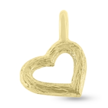 Billede af Vedhæng hjerte, med fast øsken, åbent massivt, rå barket overflade, 14 kt.