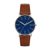 Billede af Skagen Designs Signatur herreur stål brun læderrem blå skive 