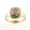 Billede af Herrering massiv lukket bund, plade antik facon, udsavet monogram 14 kt.
