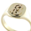 Billede af Herrering massiv lukket bund, plade antik facon, udsavet monogram 14 kt.