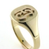 Billede af Herrering massiv lukket bund, plade antik facon, udsavet monogram 14 kt.