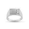 Billede af Herrering m. lukket bund m. plade 9*13mm m. råsølv 925s