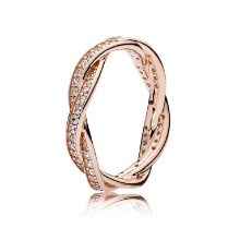 Billede af Pandora Twist of Fate ring rosaforgyldt metalblanding med zirkoniasten str. 56