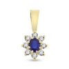 Billede af Roset vedhæng oval blå safir 4*3 mm. + 8* 0,02 w/vs. 14 kt. 