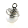 Billede af Vedhæng spiral af tråd tahiti perle, lys grå, 15*17 mm.14 kt. hvg.