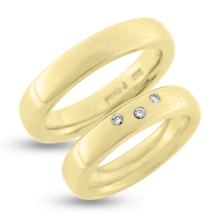Billede af Vielses & Forl. ringe 14 kt, damering isat  3* 0,01 ct.