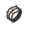 Billede af By Birdie Grace Triple ring sort rhodineret sølv m. 14kt og 0,05 ct brillant (str. 52-60)