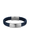 Billede af Bering Arctic Symphony blå læderarmbånd poleret stål (180-200mm)