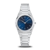 Billede af Bering Classic Dameur stål blå skive lænke 3 bar 32mm
