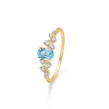 Billede af Mads Z "Leonora" ring 14 kt. guld m. topas + brillanter (str. 52)