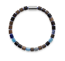 Billede af Mads Z Black Sun armbånd "Makua Beach" blå nylon m. sølv lås 19,5 cm