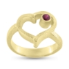 Billede af Ring hjerte, rørfatning ægte rubin 3,0 mm.  åbent hjerte, 14 kt. 