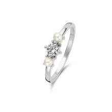 Billede af Spirit Icons Ocean ring sølv m. perle + synt. zirkonia str. 58
