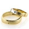 Billede af 1 par ringe, hr. ring br. 5 mm. D-ring med hvg. fattet 1 brill. 0,03 ct. green, 14 kt.
