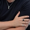 Billede af Herrering m. lukket bund, antik sl. onyx 14*12 mm 925s