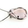 Billede af Vedhæng med fac. dråbe slebet Rosa Quartz + 3 brill. 14 kt. hvg.