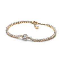 Billede af Pandora Funklende Halo Tennisarmbånd forgyldt metalblanding (16 cm)