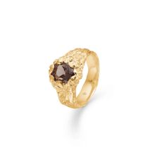 Billede af Studio Z "Forest" ring forgyldt sølv m. brun cz (str. 50)