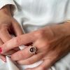 Billede af Ring roset smokey quartz/cubic zir. 8 kt.
