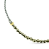 Billede af By Pind armbånd lys grøn knyttet med pyrite og sølv forgyldte kugler