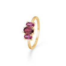 Billede af Mads Z "Hyacinth" ring 8 kt. guld m. pink topas og rhodonit (str. 58)