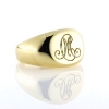 Billede af Ring, signetring massiv med fræset monogram, 14 kt. guld