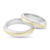 Billede af Vielses & Forl. ringe, 3 brill. a 0,01 w/vs., ringe i 14 kt. hvg + bånd i 14 kt. gul