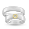 Billede af Vielses & Forl. ringe 925s. damering med 14 kt. fatning isat  0,07 w/si