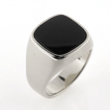 Billede af Ring, herrering med onyx sten,14 kt. hvg.