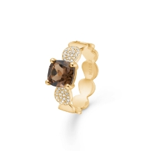 Billede af Mads Z "Fidelity" ring 14 kt. guld m. røgkvarts + 0,12 ct. brillanter (str. 50)
