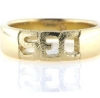 Billede af Herrering, massiv med udsavet monogram, guld